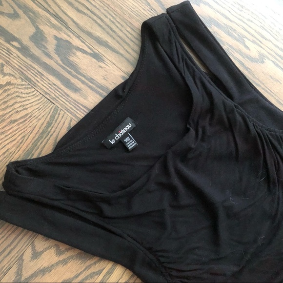 Black Ruched Tank Top with Double Straps - Picture 2 of 3